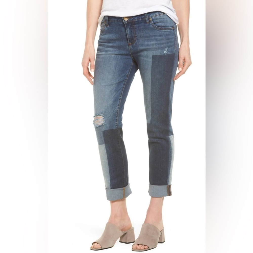 Kut from The Kloth Womens Catherine Denim Patchwork Boyfriend Jeans